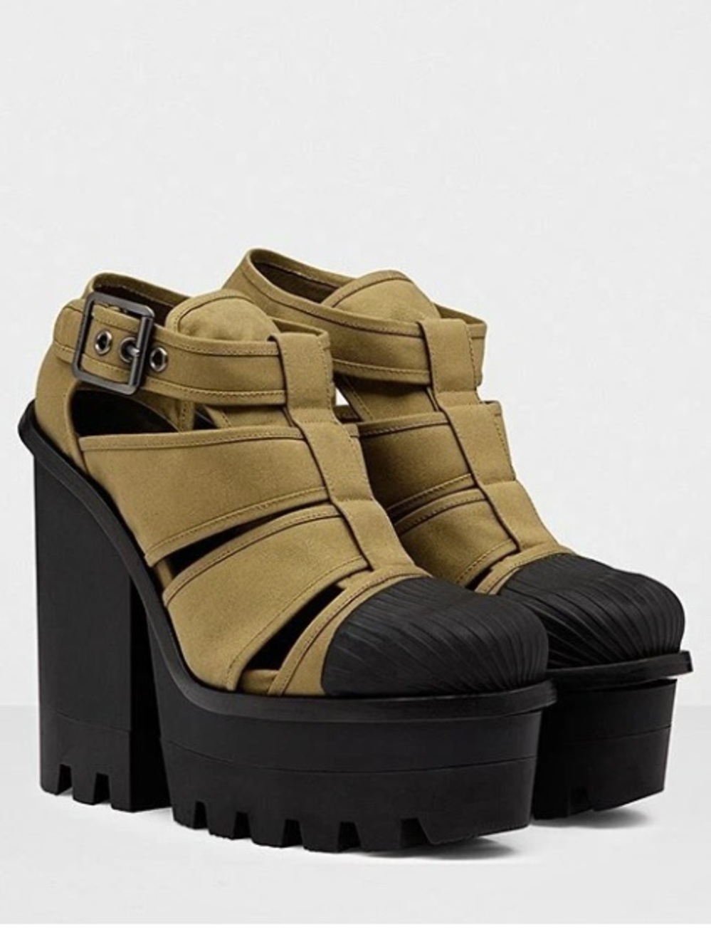 Hunter platform canvas derby heels olive 7